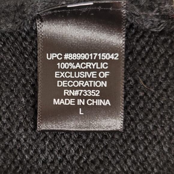 United States Sweaters Sequin Holiday Sweater Dress Size L Black Christmas Tunic - Picture 8 of 10